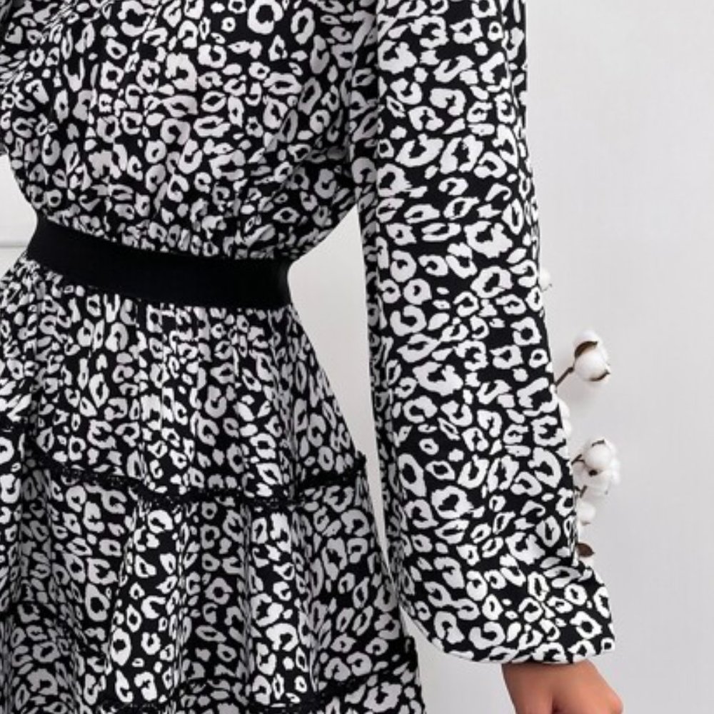 Leopard Print Keyhole Back Guipure Lace Trim Layer - Picture 6 of 8